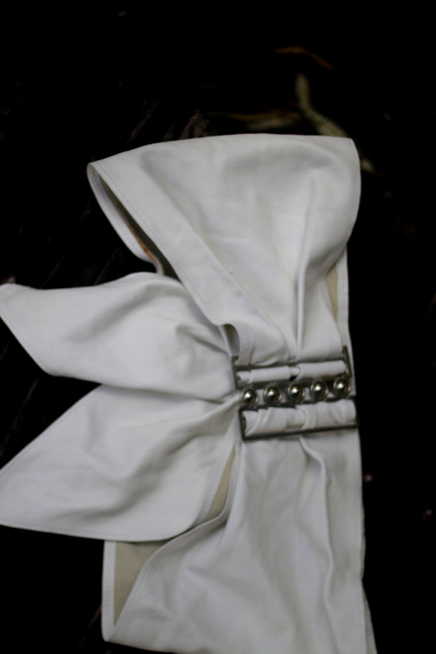 80s White Leather Belt | Vintage Statement oversized feminine belt| Fashion forward handmade waist belt