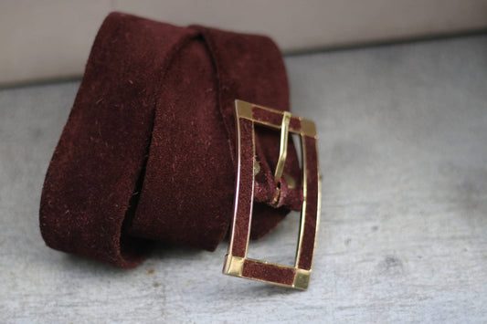 90s Brown Suede Belt | Minimalist everyday capsule wardrobe belt| Vintage Classic Elegant belt with statement buckle