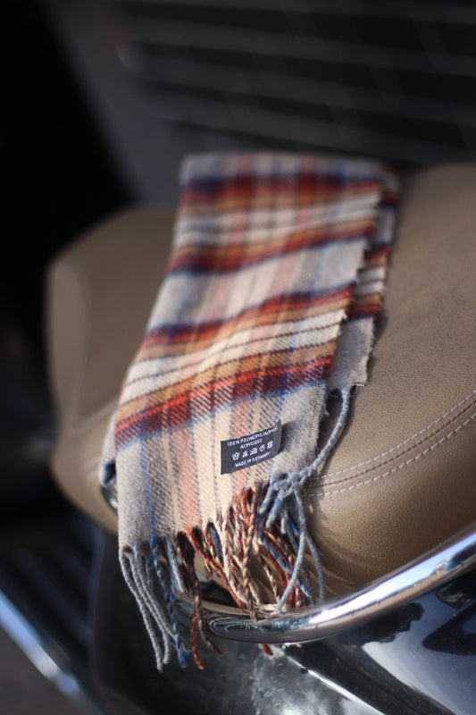 90s Brown Winter Scarf| Vintage checkered brown and grey scarf| Minimalist plaid scarf| Christmas stocking filler