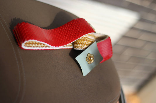 70s Sequinned Belt with gold colored buckle| maximalist retro belt| Vintage glamorous red party belt