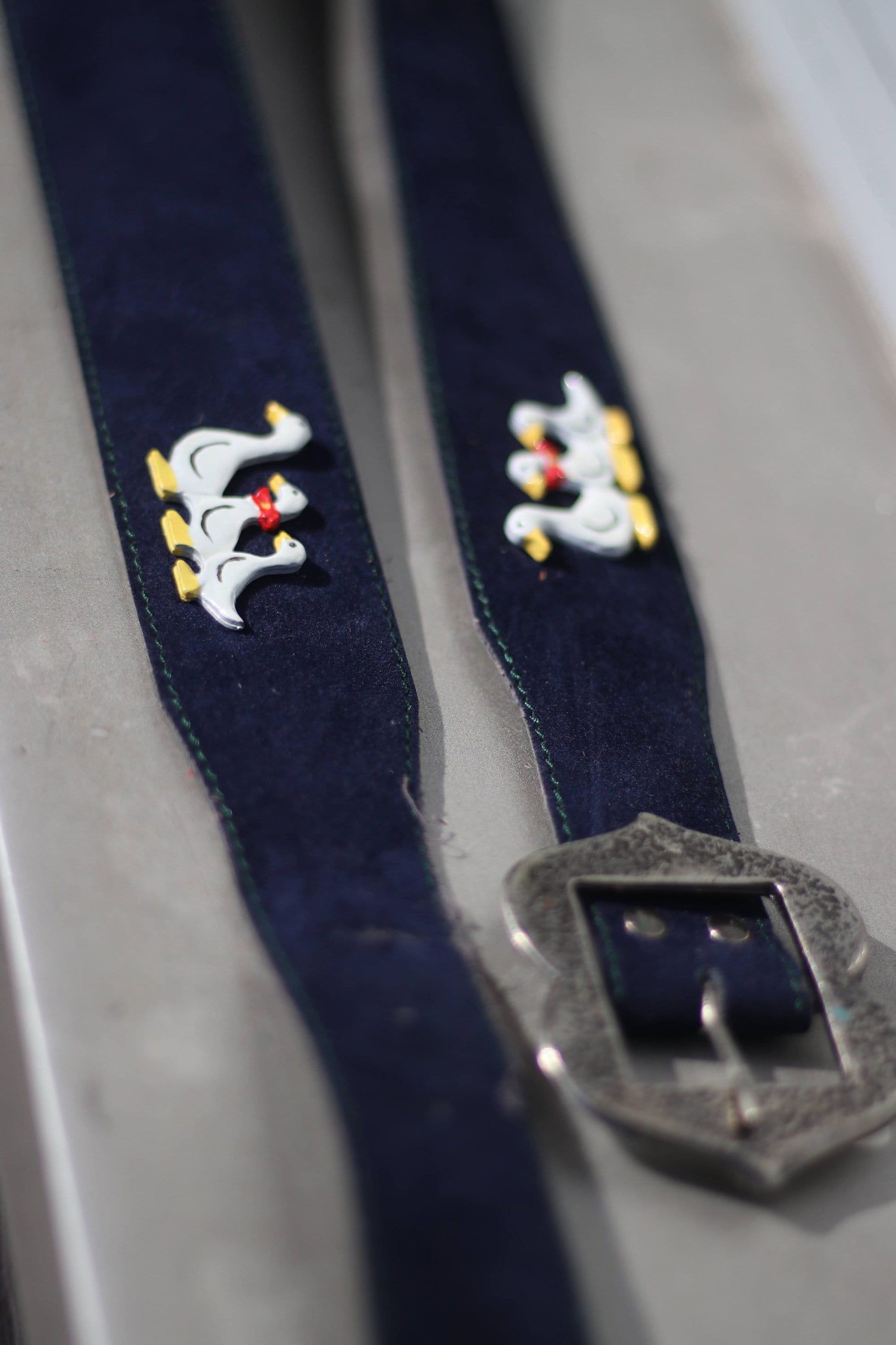 80s Folk-Inspired Belt | Vintage duck motif blue maximalism belt| Quirky farm animal accessory