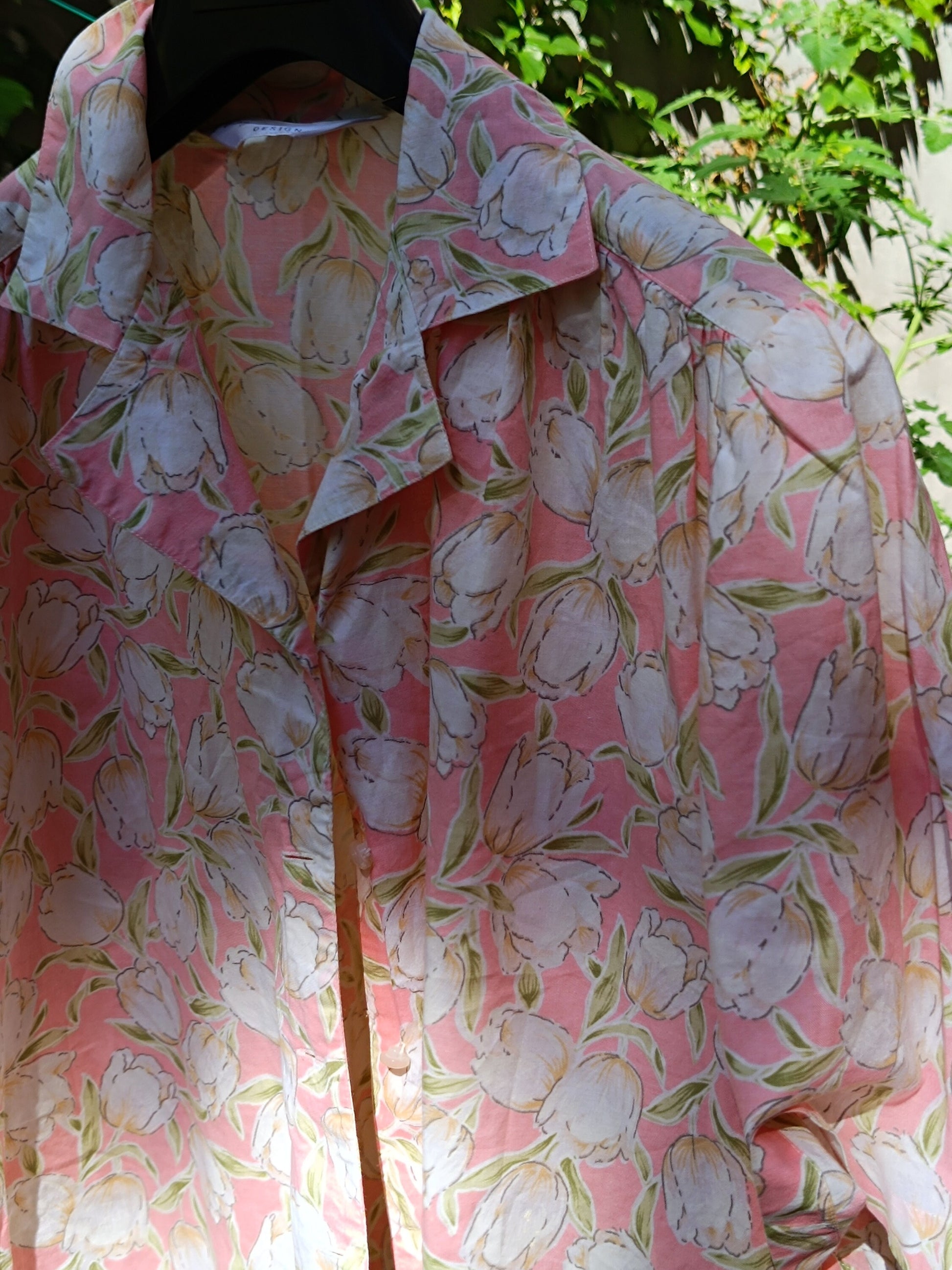 90s floral print blouse| Vintage pink short sleeved shirt| Maximalist Feminine Summer Blouse