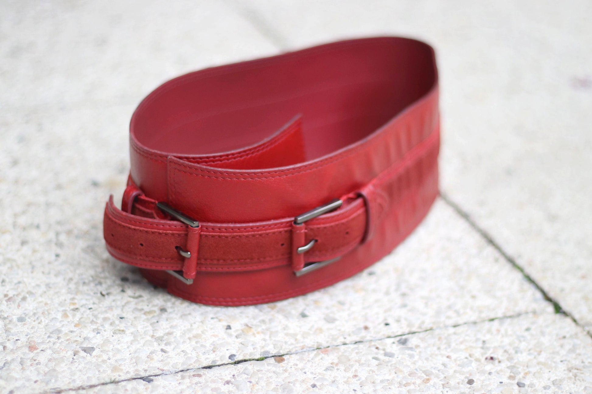 y2k Mexx Belt| Vintage Red Leather belt| Minimalist Capsule Wardrobe Belt