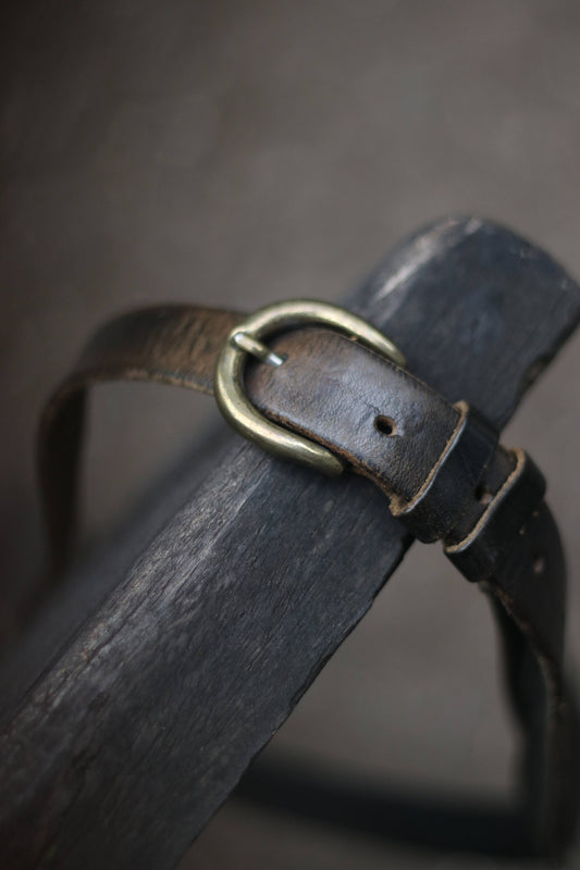 Vintage brown woven belt | 70s bohemian leather belt