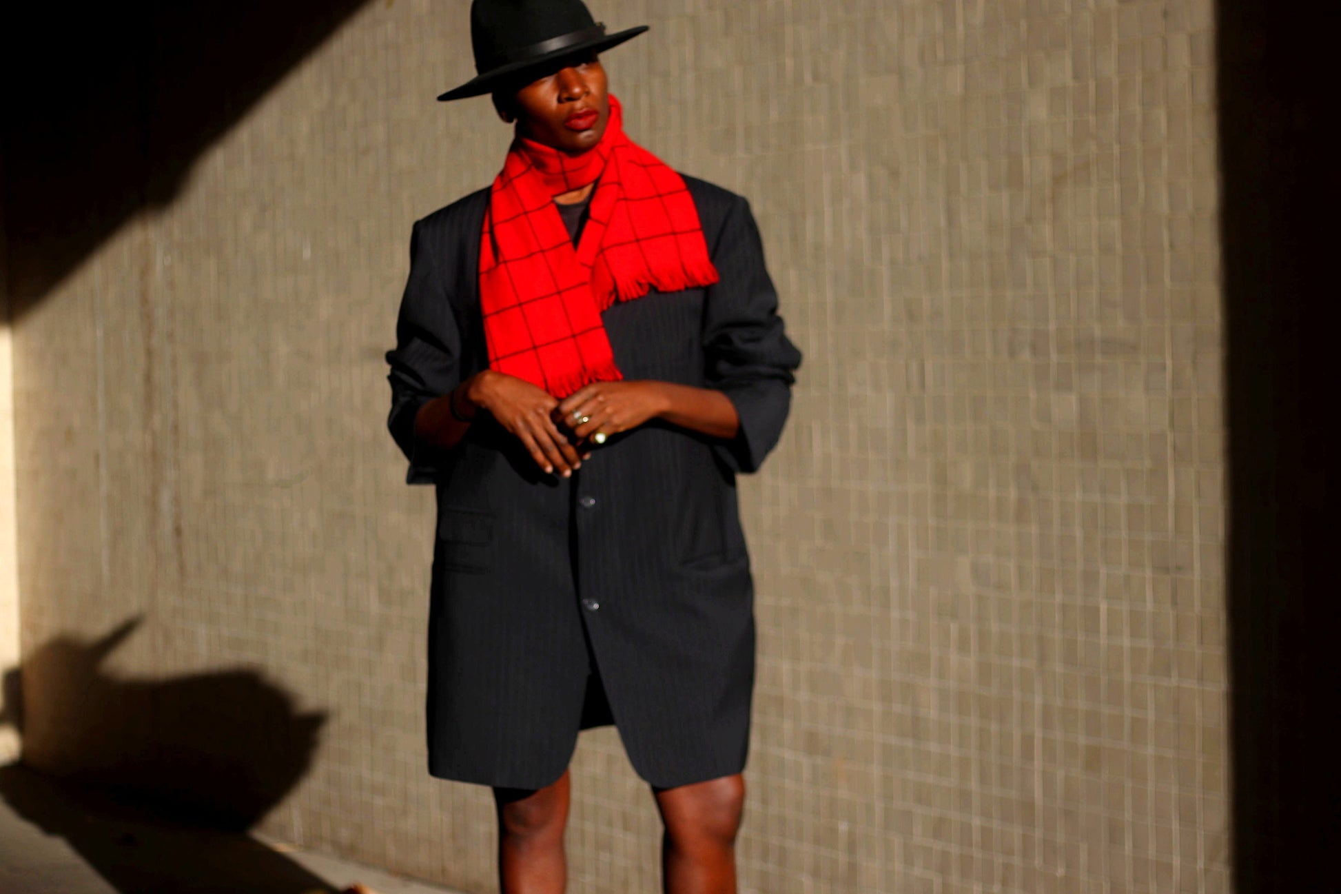 90s Oversized Striped Blazer| Vintage Women's black blazer| Menswear inspired pinstriped jacket| Minimalist Workwear Jacket
