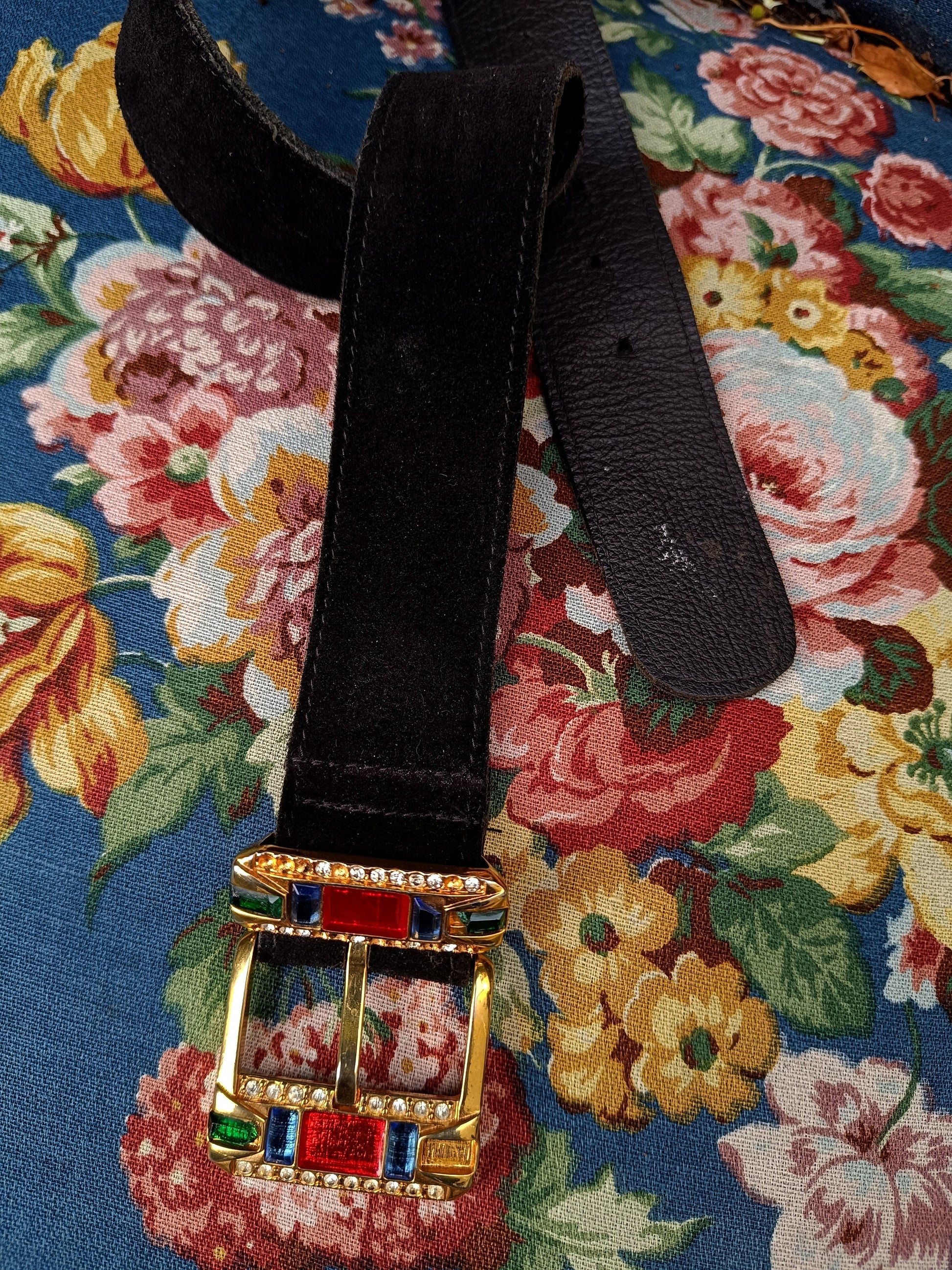 80s rhinestone belt| Vintage bold maximalism belt| multicolored faux leather acessories