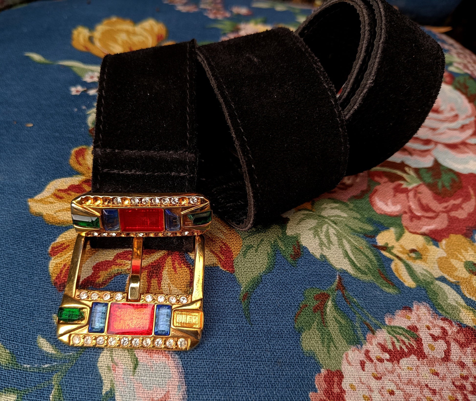 80s rhinestone belt| Vintage bold maximalism belt| multicolored faux leather acessories
