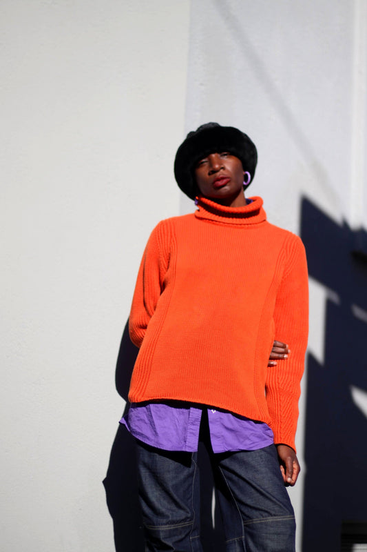 y2k Espirt Sweater| Vintage Orange Turtleneck| Women's winter Knit| Bold long sleeved Jumper