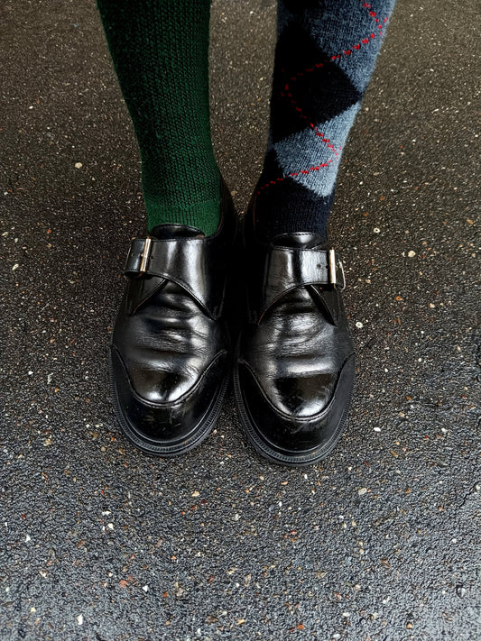90s Black Brogues| Vintage leather