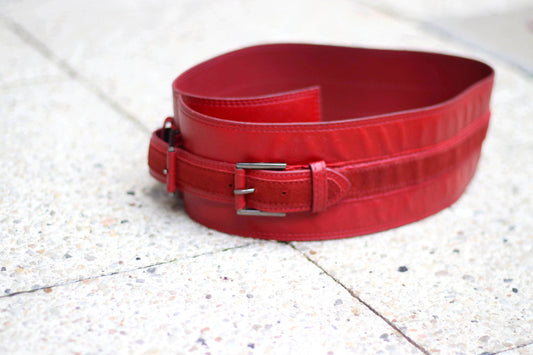 y2k Mexx Belt| Vintage Red Leather belt| Minimalist Capsule Wardrobe Belt