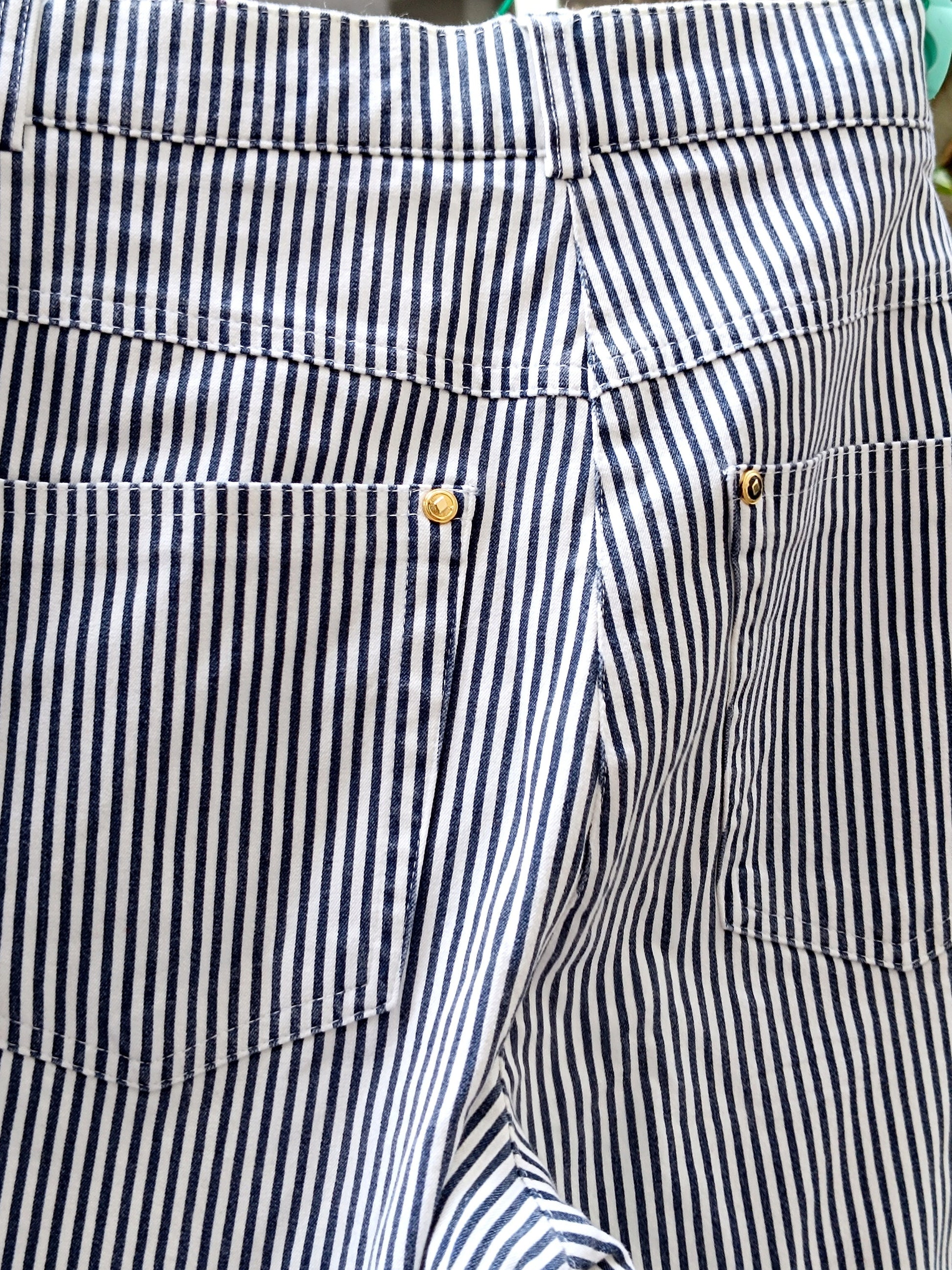 90s Striped Pants| Vintage Minimalist Breton stripes trousers in blue and white| Capsule Wardrobe jeans