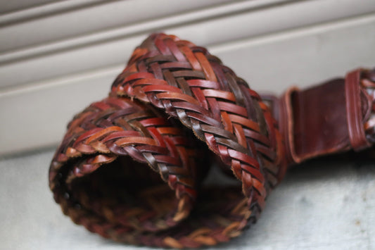 70s Multicolored Belt| Vintage woven leather belt| Bohemian belt for her