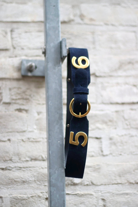 80s Suede Belt| Vintage Women's Studded Belt| Maximalist Blue Leather Belt