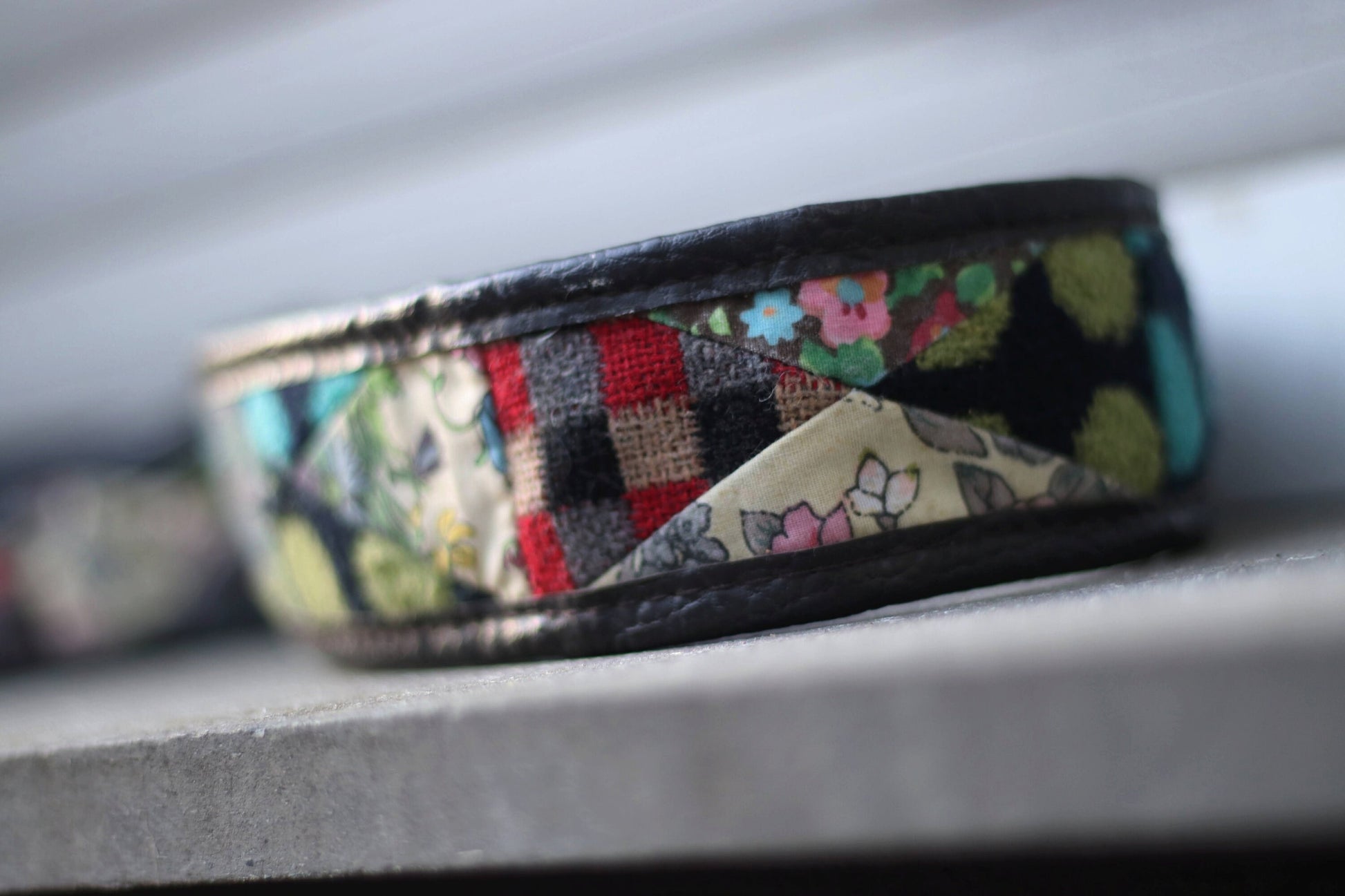 90s Patchwork Belt| Vintage Floral Print Belt| Bohemian Women's Multicolored Leather and Fabric Waistbelt|