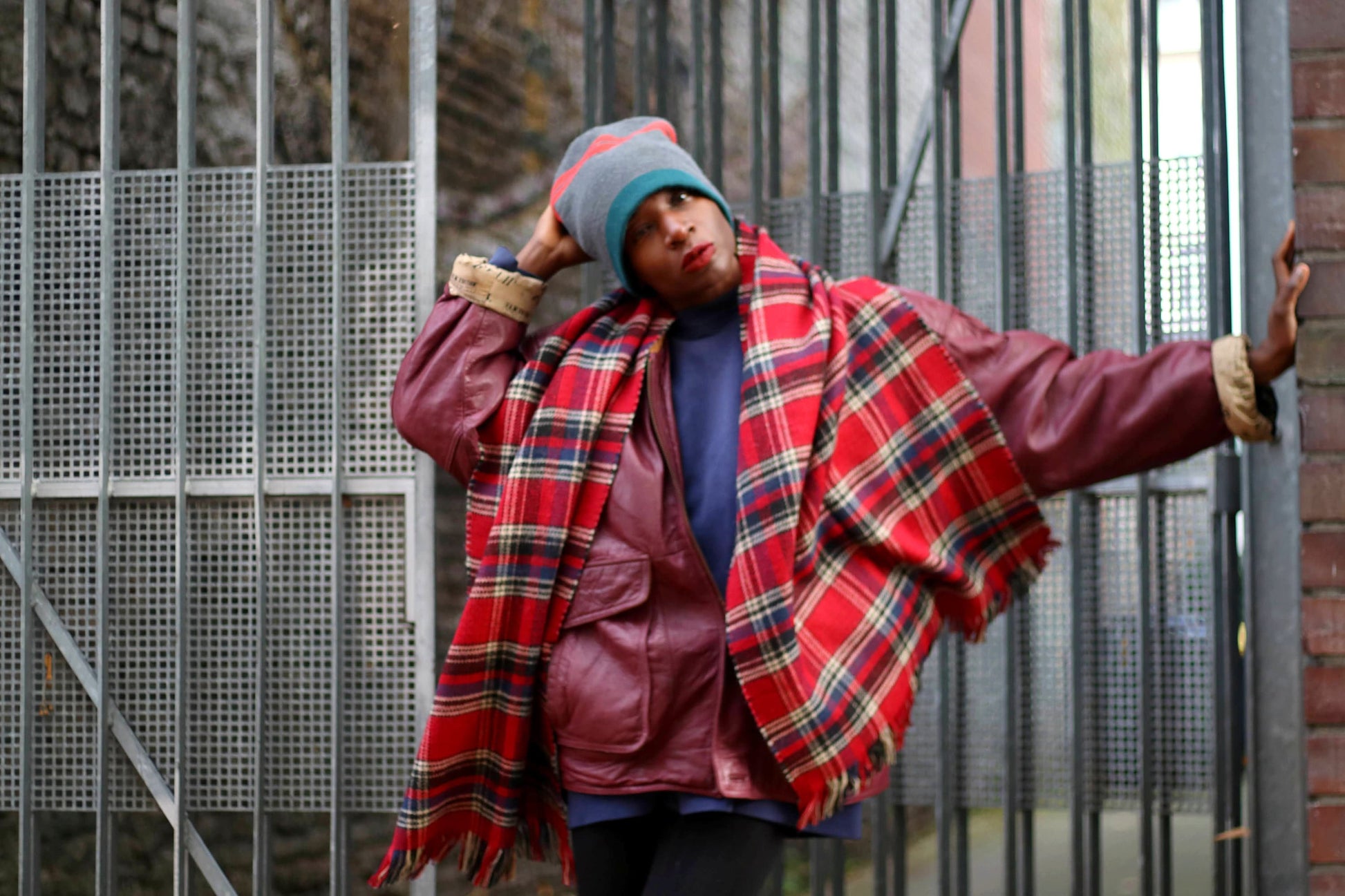 Oversized Tartan Mens Scarf 90s Oversized Winter Scarf Vintage