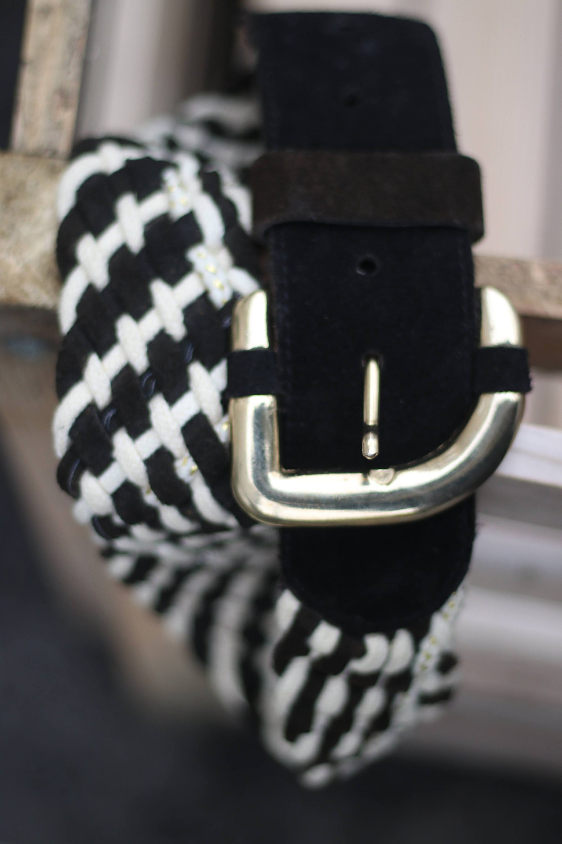 90s Suede Woven belt| Vintage Chic Women's brown and cream belt| Minimalist Mix Medium Belt for Capsule Wardrobe