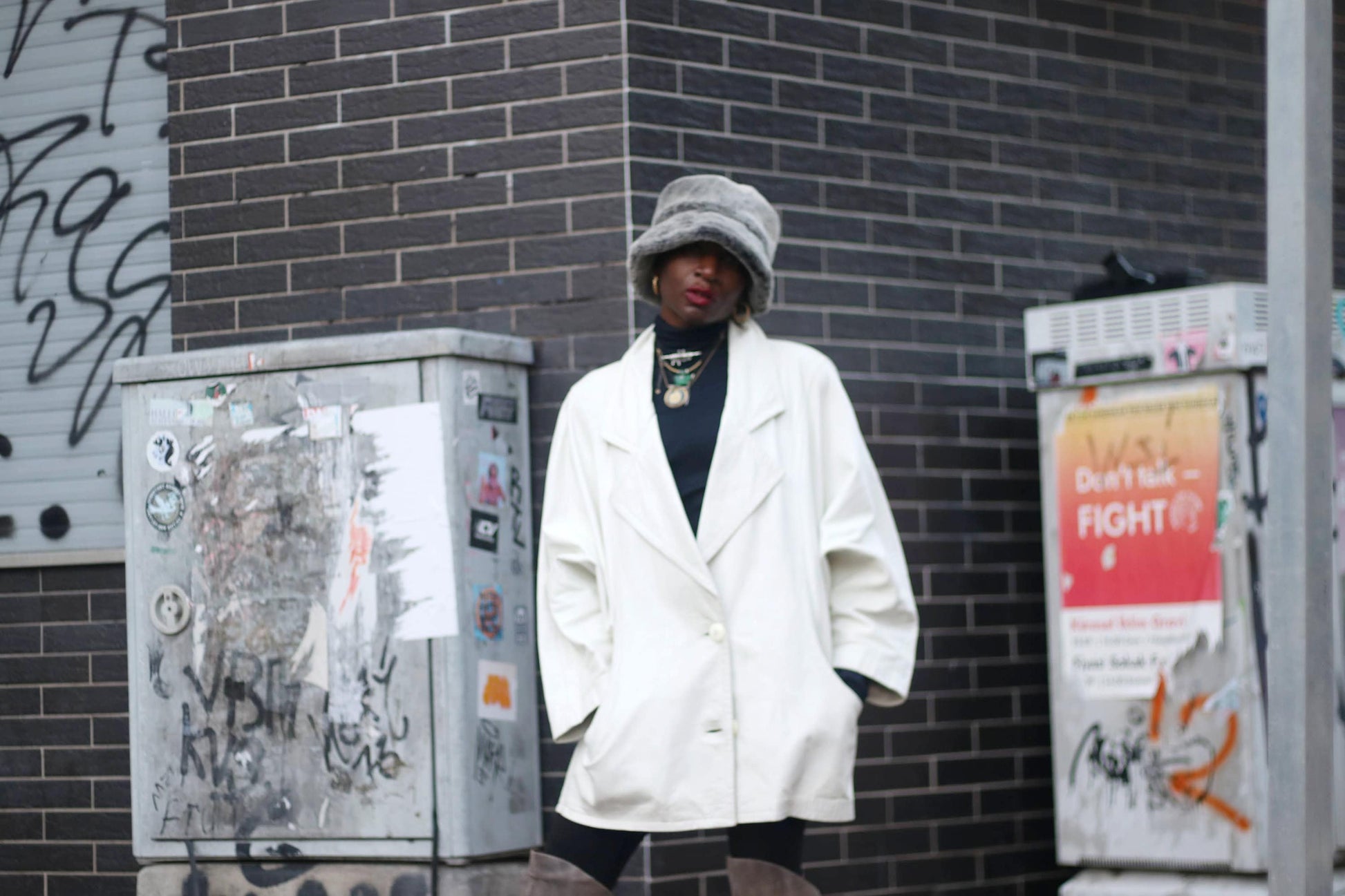 80s White Leather Jacket| Vintage Minimalist Women's Leather Blazer Coat| Oversized Street style Winter Coat