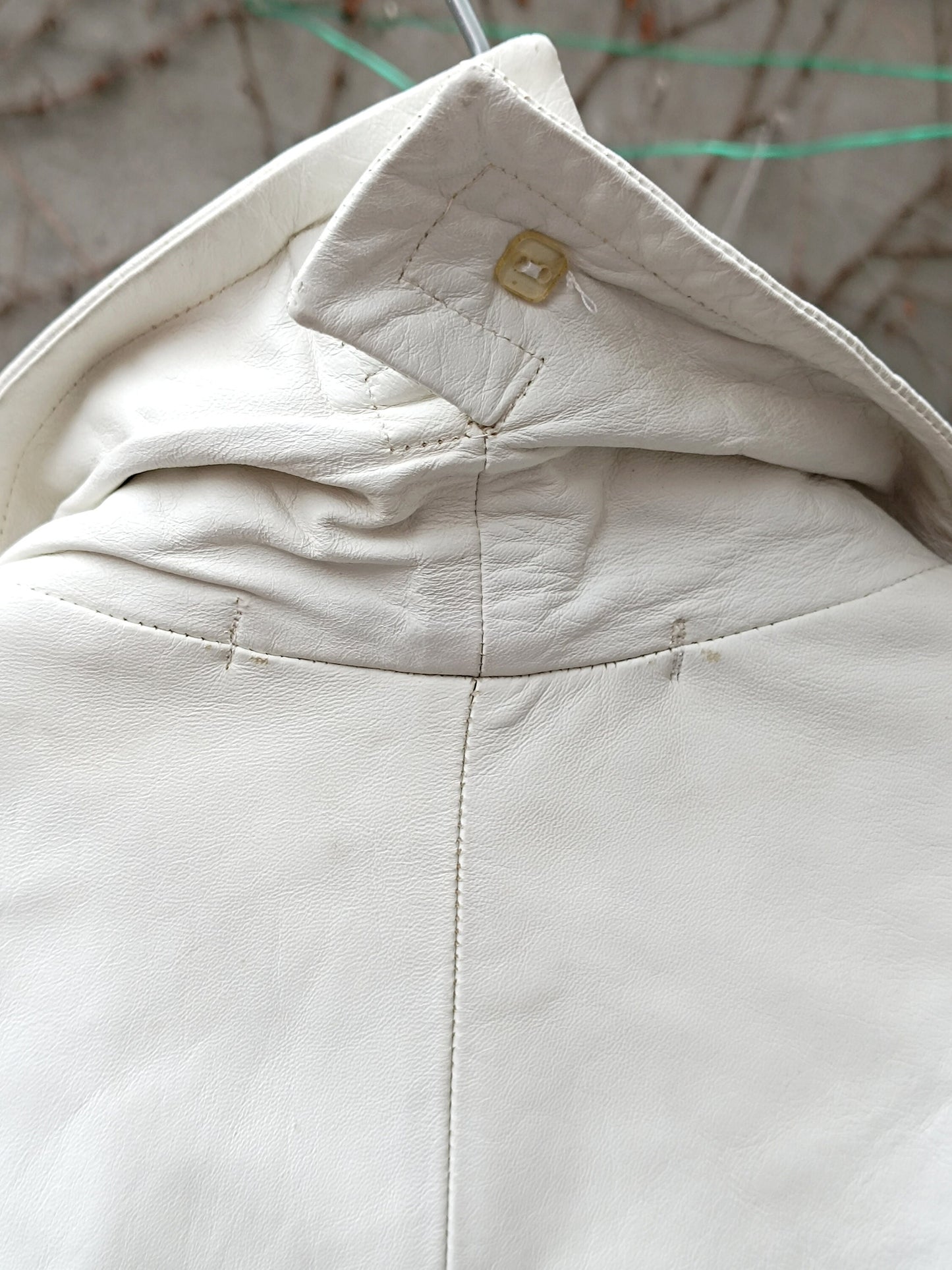 80s White Leather Jacket| Vintage Minimalist Women's Leather Blazer Coat| Oversized Street style Winter Coat