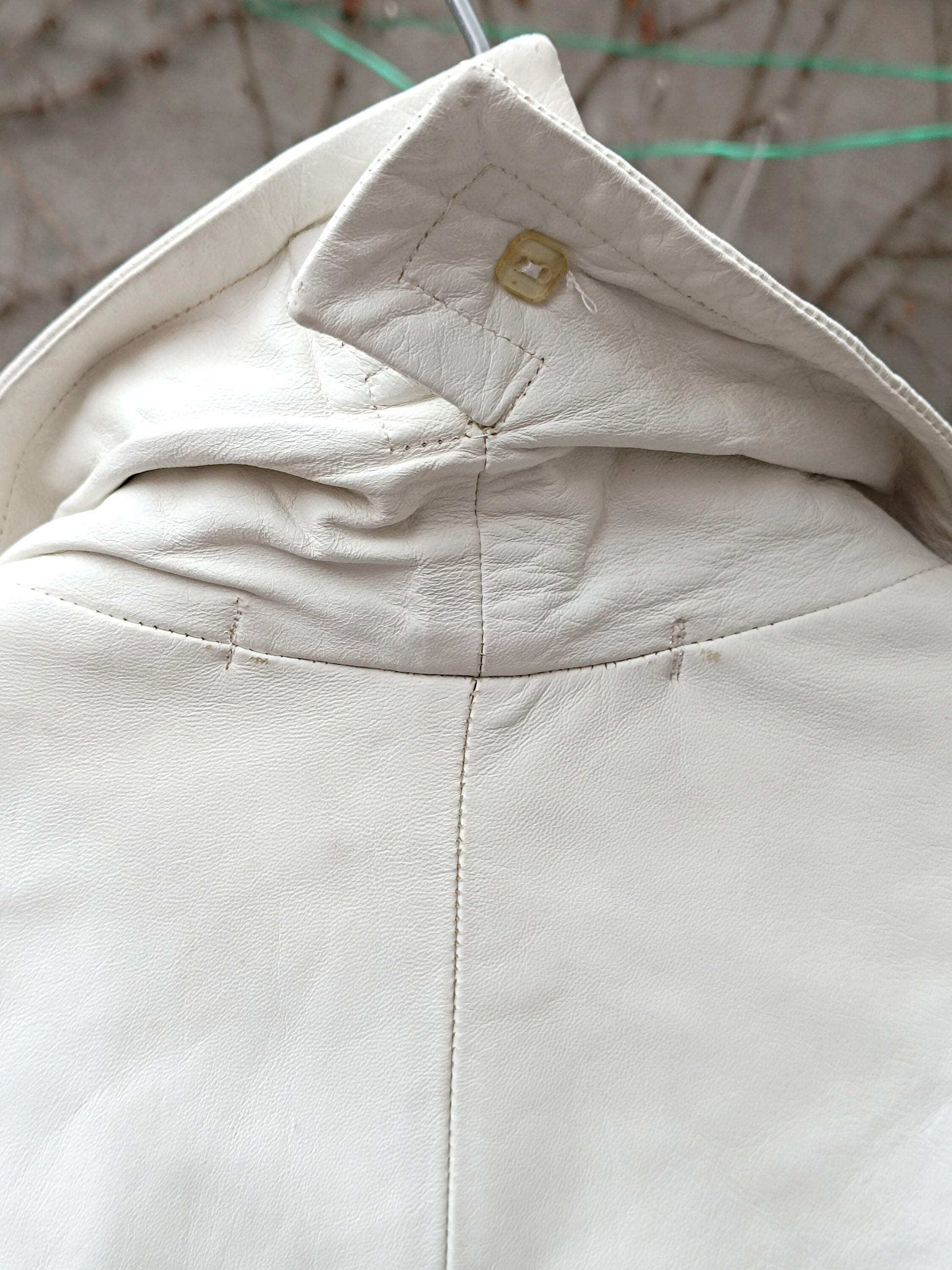 80s White Leather Jacket| Vintage Minimalist Women's Leather Blazer Coat| Oversized Street style Winter Coat